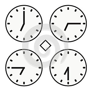 Time clock round watch hour seven quoter half icon simple vector