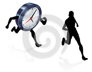 Time Clock Running Work Life Balance Concept