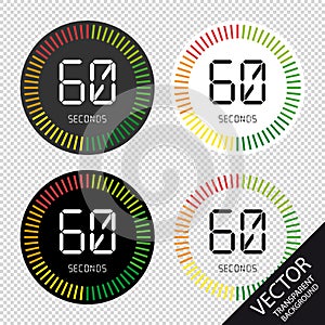 Time And Clock, 60 Seconds - Vector Illustration - Isolated On Transparent Background photo