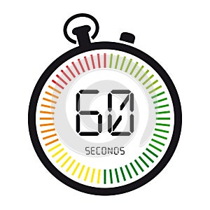 Time And Clock, 60 Seconds - Vector Illustration - Isolated On White photo