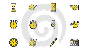 Time and Clock set icons.Timer, Speed, Alarm, Time Management, Calendar and more