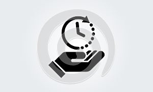 Time, clock stop watch, limited offer, happy hour, deadline concept, hand, line icon, vector illustration