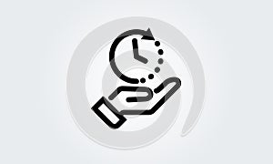 Time, clock stop watch, limited offer, happy hour, deadline concept, hand, line icon, vector illustration