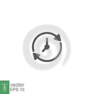 Time clock update refresh icon. Restore Clock inside recycle arrows. Update clock change or update date