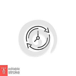 Time clock update refresh icon. Restore Clock inside recycle arrows or update date