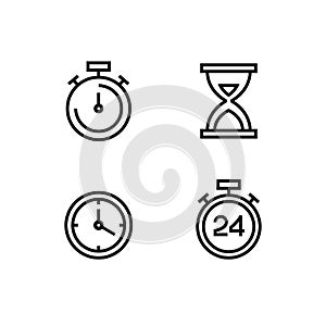 Time and clock vector icon set on a white background
