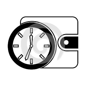 Time clock with wallet isolated icon