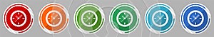 Time, clock, watch icon set, vector illustration in 6 colors options for webdesign and mobile applications, flat design symbol