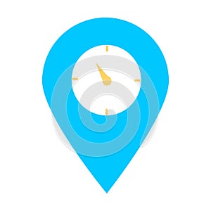 Time, clock, watch map pin icon. Concept of UI design elements. Digital countdown app, user interface kit, mobile clock interface.
