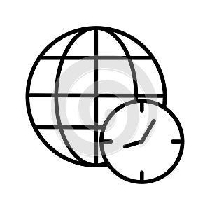 time clock watch with sphere planet line style icon