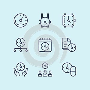 Outline Set of time, clock, watch, timer vector simple outline icons for web and mobile design pack 4