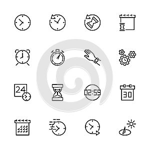 Time, clock, watches, calendar, duration, time lapse line icon set