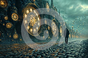 Time Concept Art with Multiple Clocks