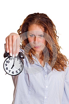 Time concept. Business woman clock