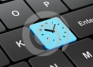 Time concept: Clock on computer keyboard background