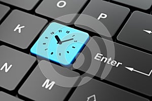 Time concept: Clock on computer keyboard background