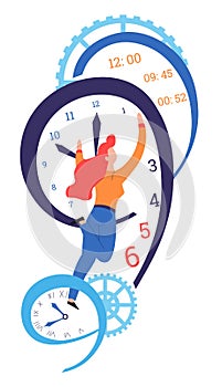 Time concept clock dial and hands management and deadline