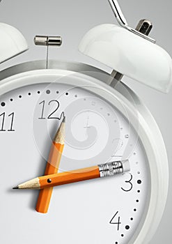 Time concept, clock with pencil clock hand