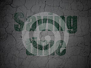 Time concept: Saving Time on grunge wall background