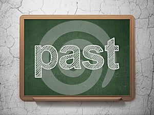 Time concept: Past on chalkboard background