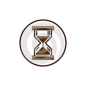 Time conceptual stylized icon. Old-fashioned hourglass isolated