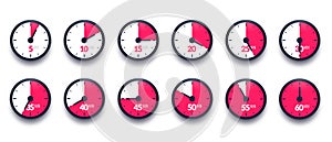 Time Counter Conzept. Set Of Clocks Or Stopwatches.