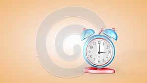 Time, cute alarm clock isolated on light background, 3 o`clock. 3D rendering