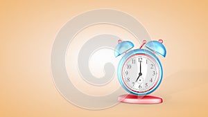 Time, cute alarm clock isolated on light background, 7 o`clock. 3D rendering