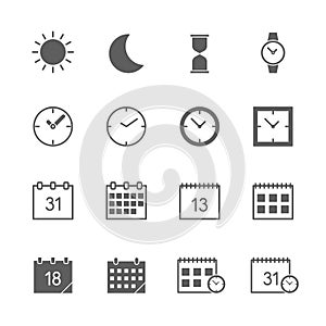 Time date icons set