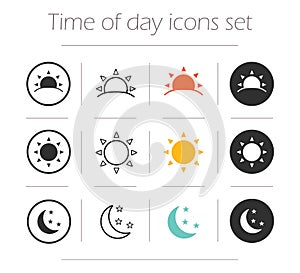 Time of the day simple icons set