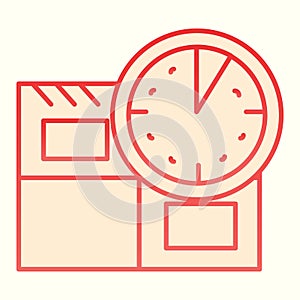 In time delivery line icon. Parcel and clock, fast shipping. Postal service vector design concept, outline style