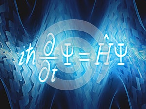 Time-dependent Schrodinger equation with blue glowing waves