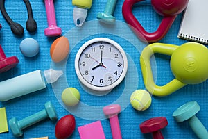 Time for exercising clock and fitness equipment