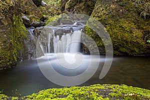 Time exposure of small water cascade in Thorsmork