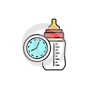 Time feeding breast milk color line icon. Human diseases.