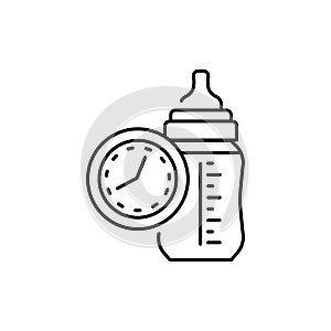 Time feeding breast milk color line icon. Human diseases.