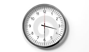 Time at half past 3 o clock - classic analog clock on white background