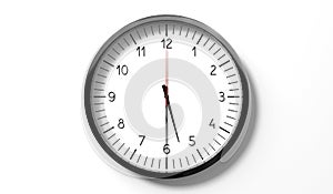 Time at half past 5 o clock - classic analog clock on white background