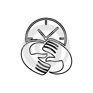 Time hand rotation Commitment Teamwork Together Outline Logo