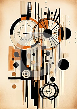 Vintage watch retro art illustration design texture old background abstract clock time grunge minute