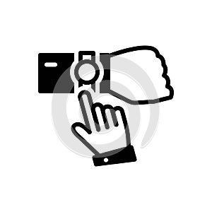 Black solid icon for Time, wristwatch and classic