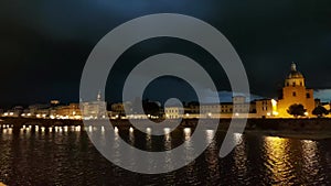 Time laps on the arno river with storm in Florence.