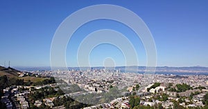 Time-lapse 3x San Francisco bay area skyline over the mountains on a clear blue sky