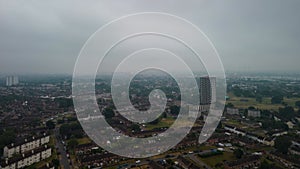 Time-lapse aerial footage of the suburb of Millbrook on a cloudy day in Southampton, England