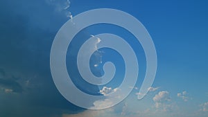 Time lapse. Big stormy rain. Large clouds with heavy rain. Change of weather. Typhoon sky, tornado cloud.