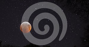 Time Lapse Blood Moon Lunar Eclipse with Stars