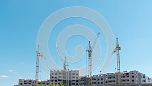 Time lapse of Building Under Construction, Crane and beautiful clouds no birds