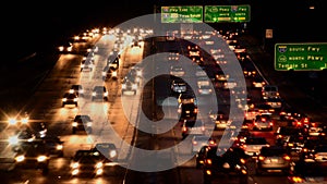 Time Lapse of Busy Los Angeles Freeway Traffic at Night