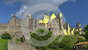 Time lapse of Carcassonne, a hilltop town in southern France is an UNESCO World Heritage Site famous for its medieval