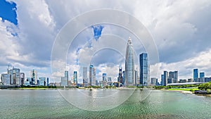 Time-lapse of city skyline and cloudscape in Talent Park, Shenzhen